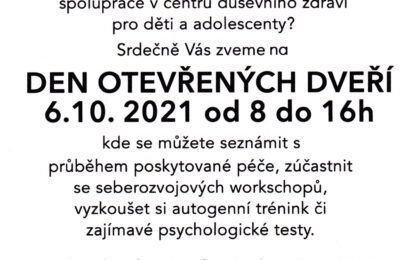 Multidisciplinární tým duševního zdraví dětí a adolescentů zve na Den otevřených dveří